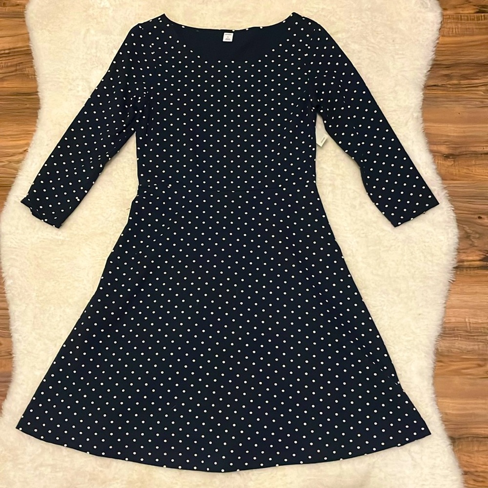 Old Navy Navy/White Polka Dot Dress